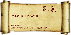 Petrik Henrik névjegykártya